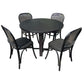 CUSTOM MADE FELINI ROUND DINING TABLE IN SOLID TASSIE OAK 1000MM IN SOLID BLACK + 4 X BERMUDA DINING CHAIR IN DISTRESSED BLACK - MyChocolateWood