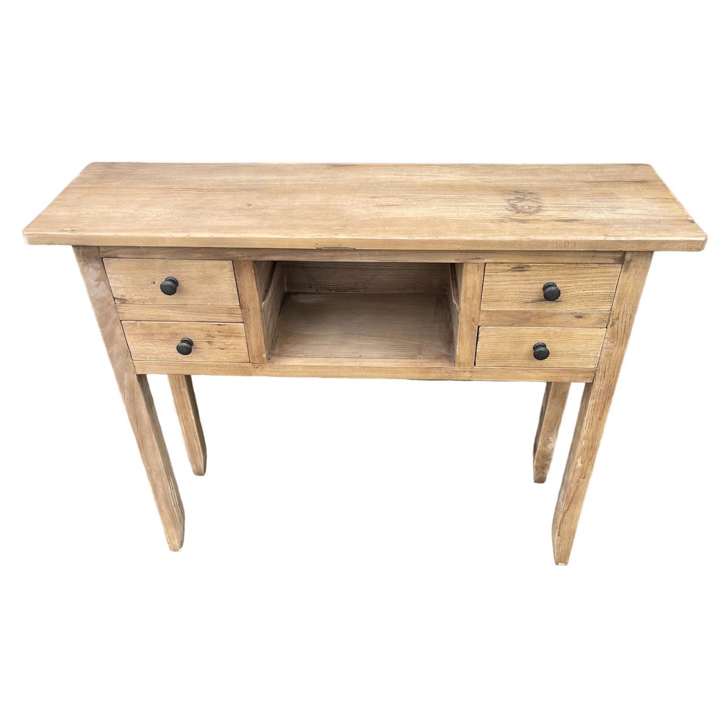 DAGENHAM NARROW CHINESE HALL TABLE/CONSOLE 4 DRAWERS IN RECYCLED ELM NATURAL - MyChocolateWood