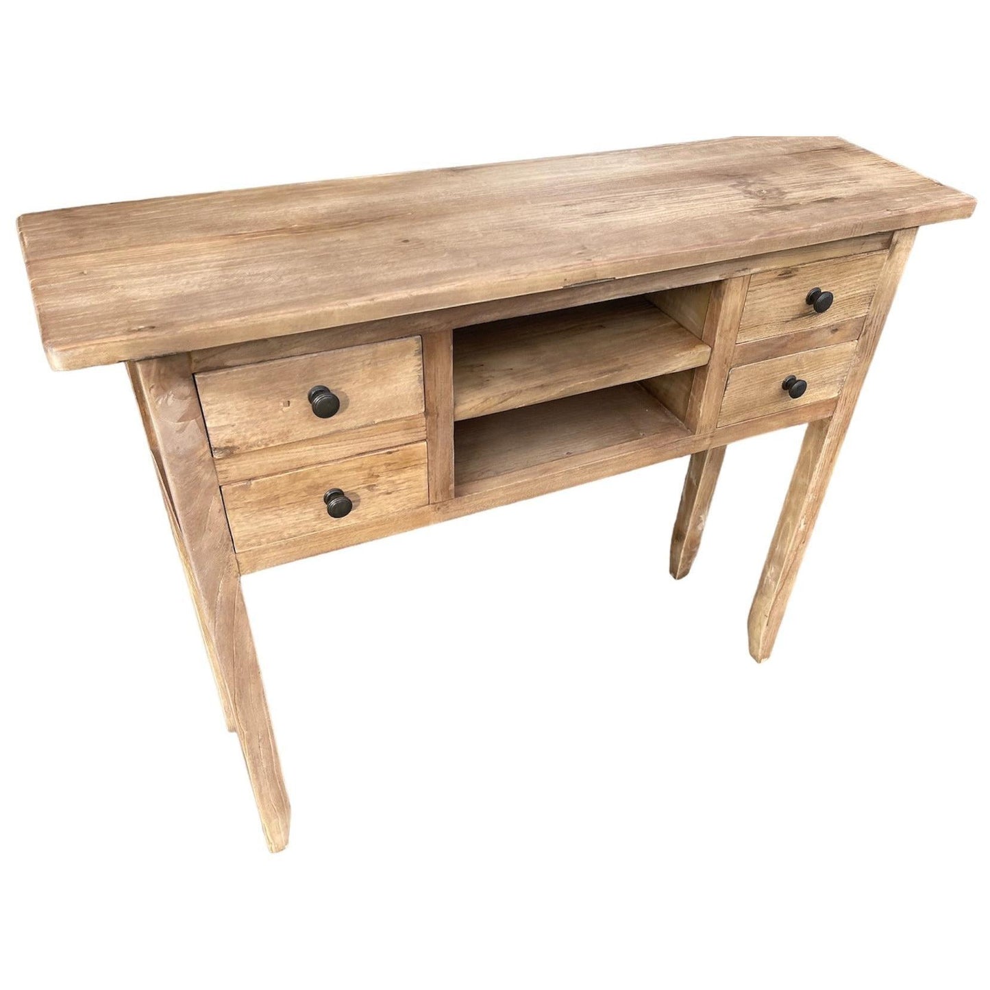 DAGENHAM NARROW CHINESE HALL TABLE/CONSOLE 4 DRAWERS IN RECYCLED ELM NATURAL - MyChocolateWood