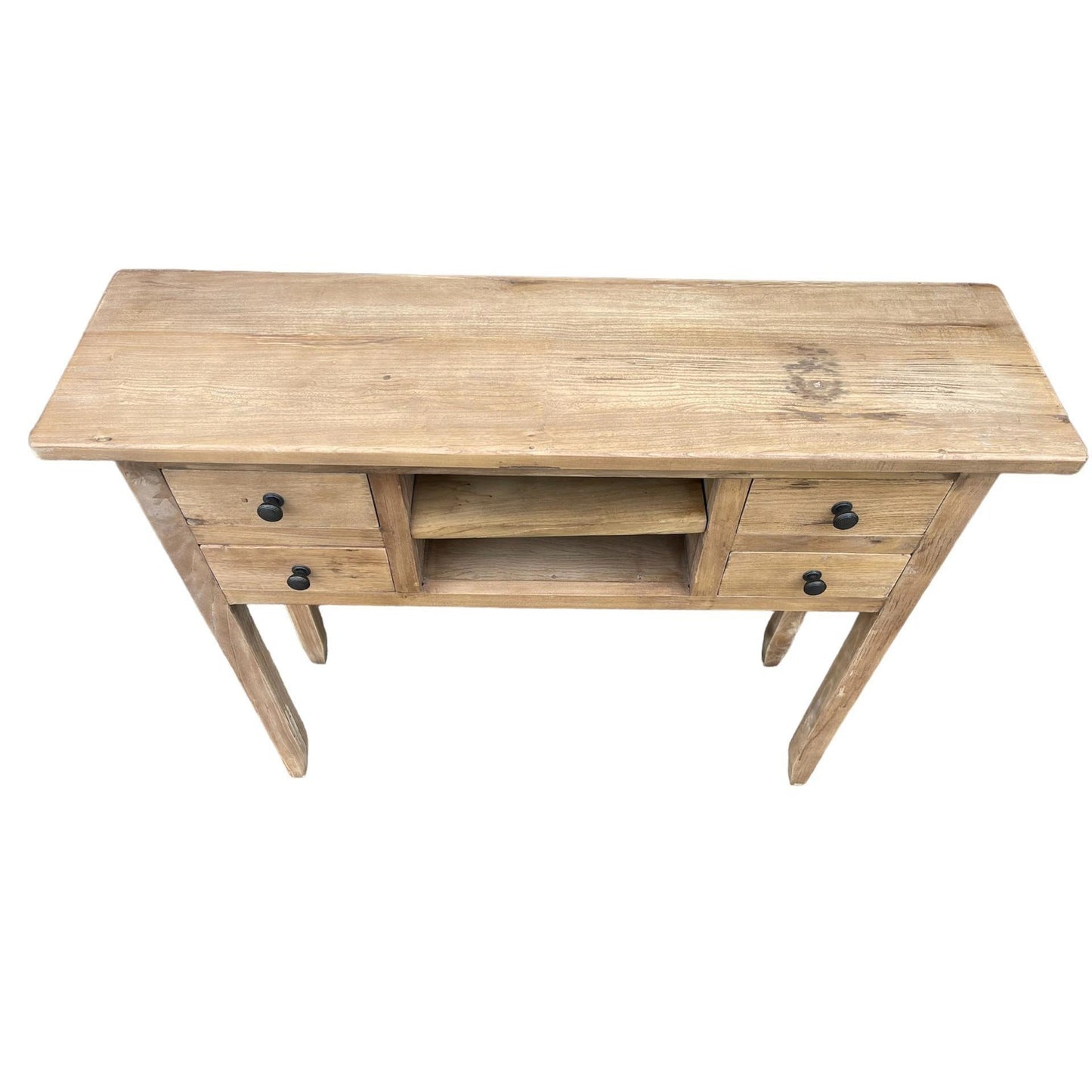 DAGENHAM NARROW CHINESE HALL TABLE/CONSOLE 4 DRAWERS IN RECYCLED ELM NATURAL - MyChocolateWood