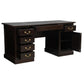 DAKOTA HANDCRAFTED SOLID MAHOGANY TIMBER WRITING DESK WITH LEATHERETTE TOP 160CM- CHOCOLATE - MyChocolateWood