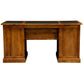 DAKOTA SOLID MAHOGANY TIMBER 160CM WRITING DESK WITH LEATHERETTE TOP - LIGHT PECAN - MyChocolateWood