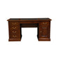 DAKOTA SOLID MAHOGANY TIMBER WRITING DESK WITH LEATHERETTE TOP - MAHOGANY 160CM - MyChocolateWood