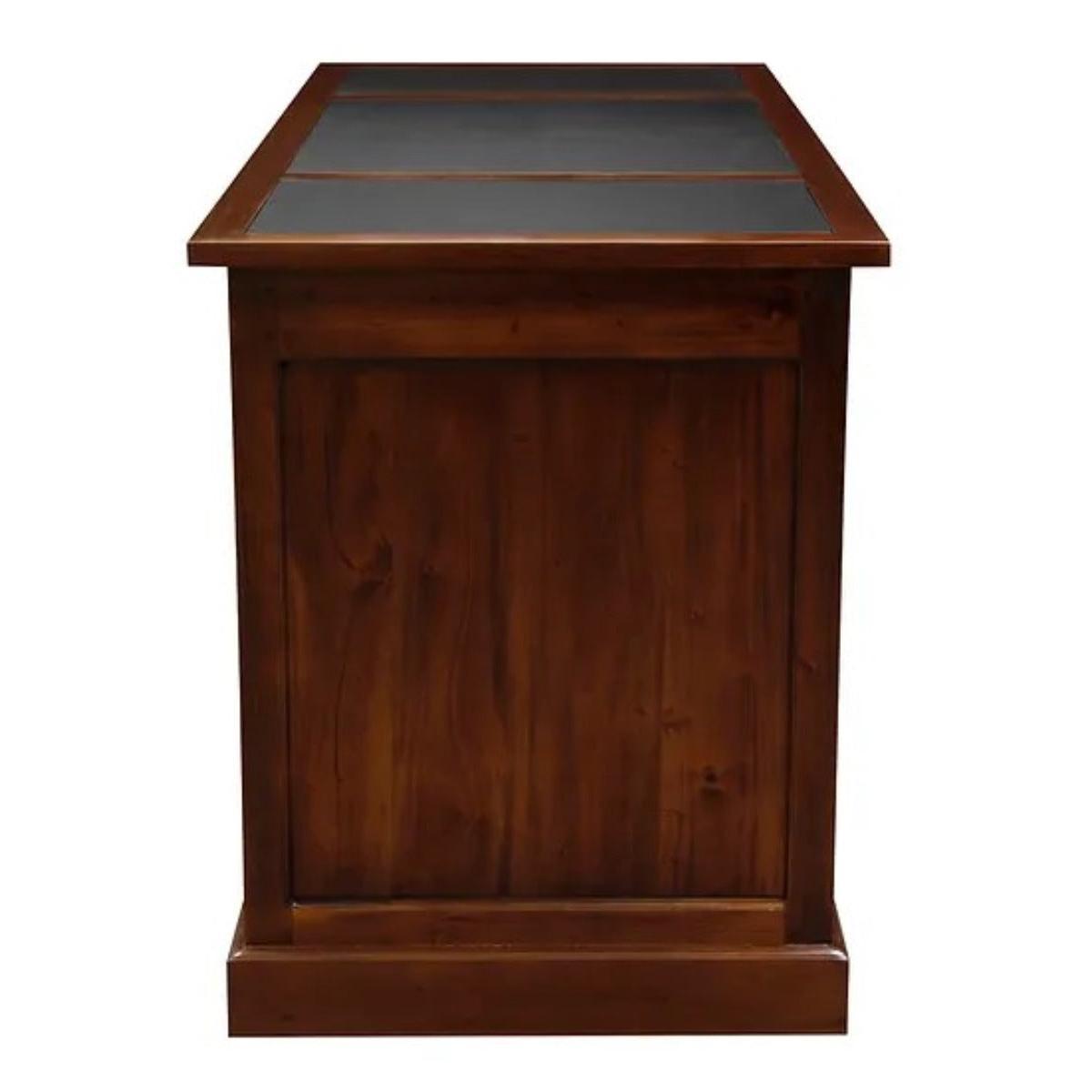 DAKOTA SOLID MAHOGANY TIMBER WRITING DESK WITH LEATHERETTE TOP - MAHOGANY 160CM - MyChocolateWood