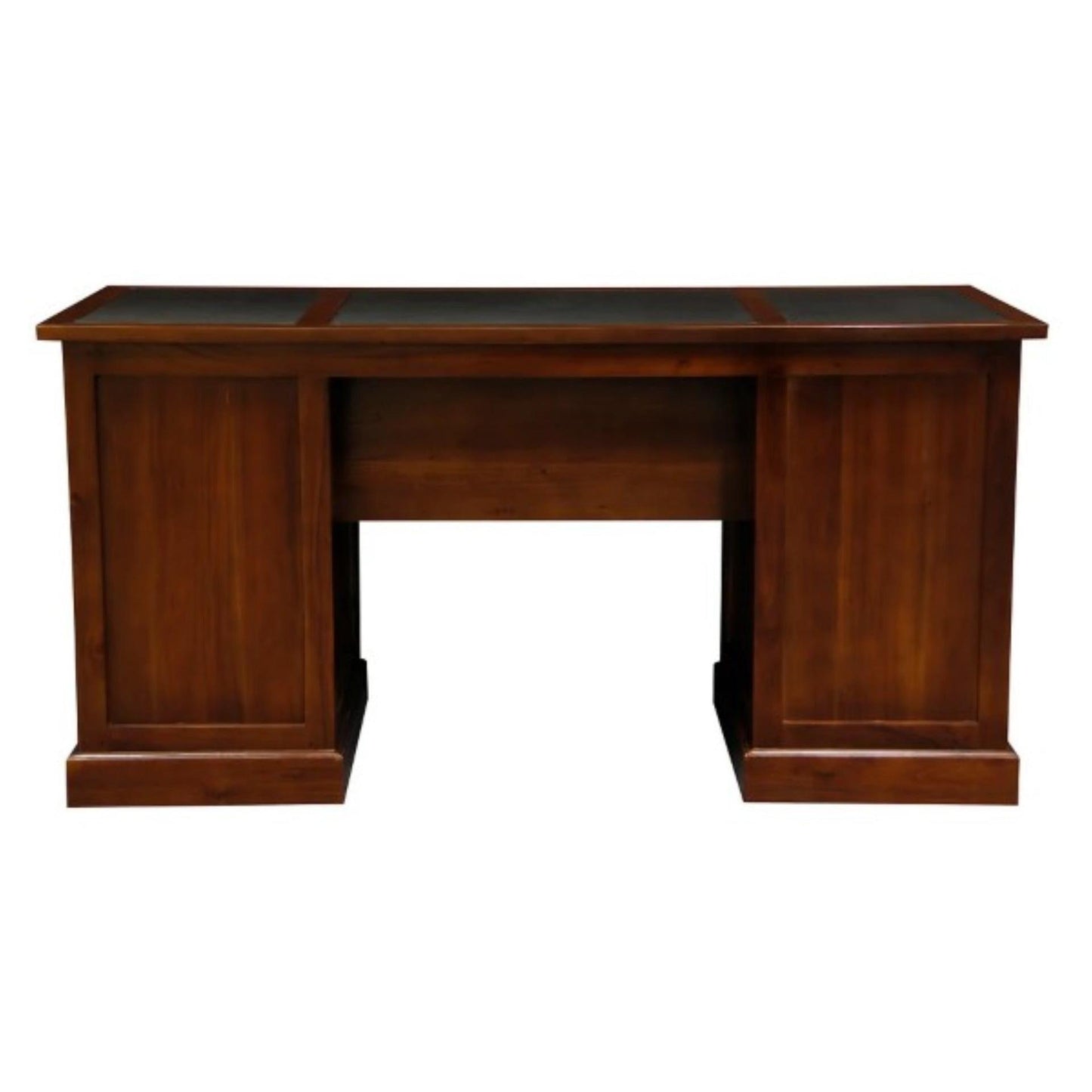 DAKOTA SOLID MAHOGANY TIMBER WRITING DESK WITH LEATHERETTE TOP - MAHOGANY 160CM - MyChocolateWood