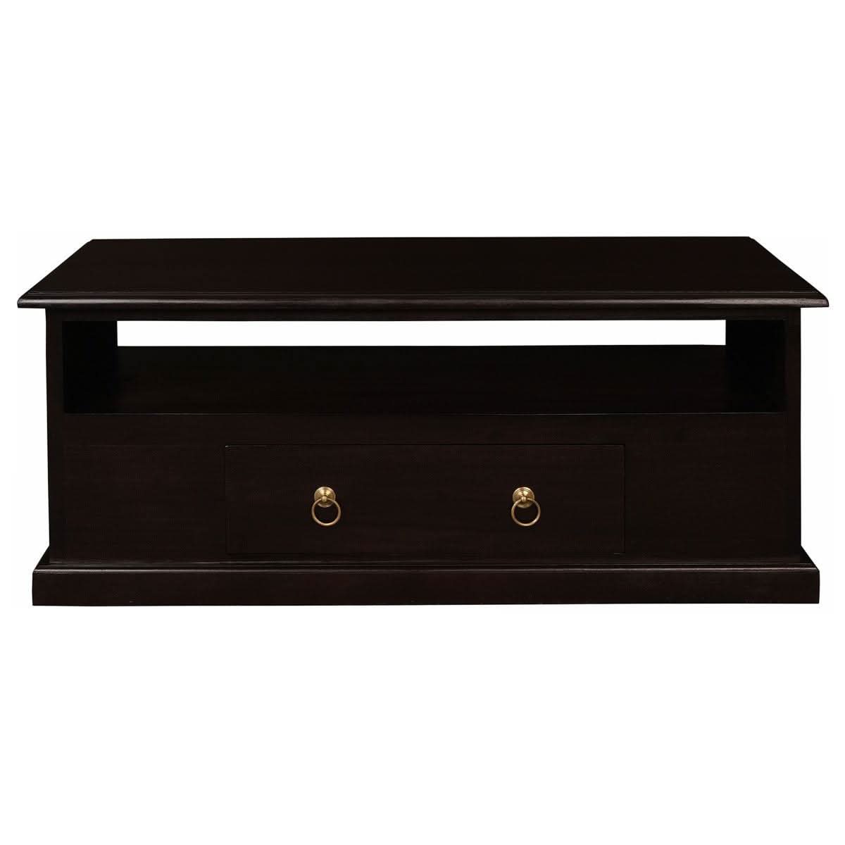 DALE SOLID MAHOGANY 2-DRAWER COFFEE TABLE IN CHOCOLATE 100CM - MyChocolateWood