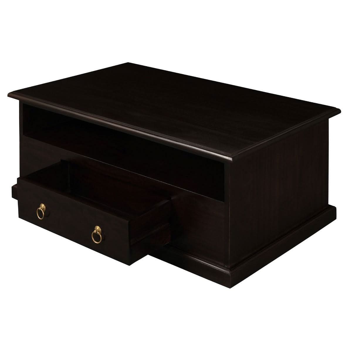 DALE SOLID MAHOGANY 2-DRAWER COFFEE TABLE IN CHOCOLATE 100CM - MyChocolateWood