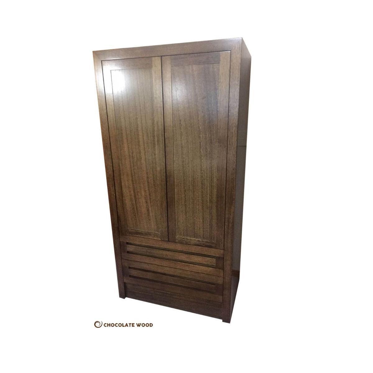 DANILO 2 DRAWERS WITH HANGING SPACE WARDROBE IN TASSIE OAK LIGHT BROWN AUSTRALIAN CUSTOM MADE - MyChocolateWood