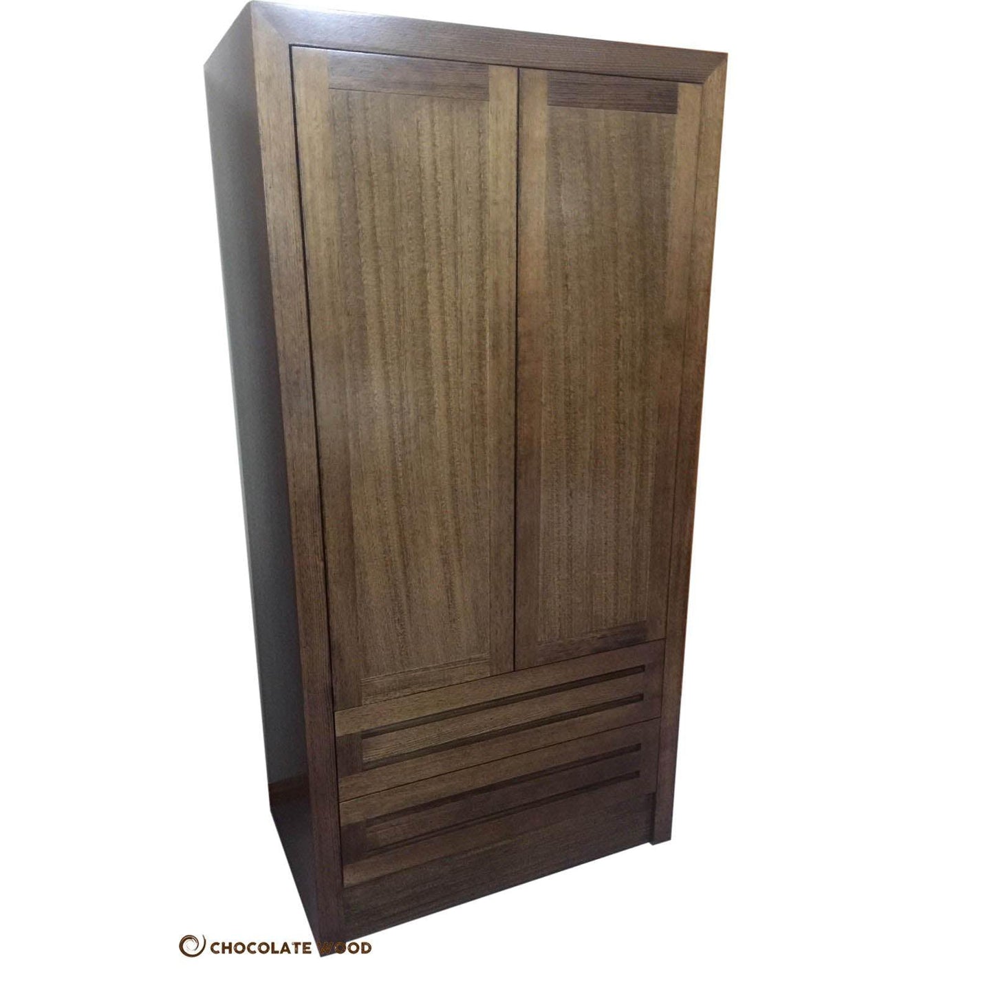 DANILO 2 DRAWERS WITH HANGING SPACE WARDROBE IN TASSIE OAK LIGHT BROWN AUSTRALIAN CUSTOM MADE - MyChocolateWood