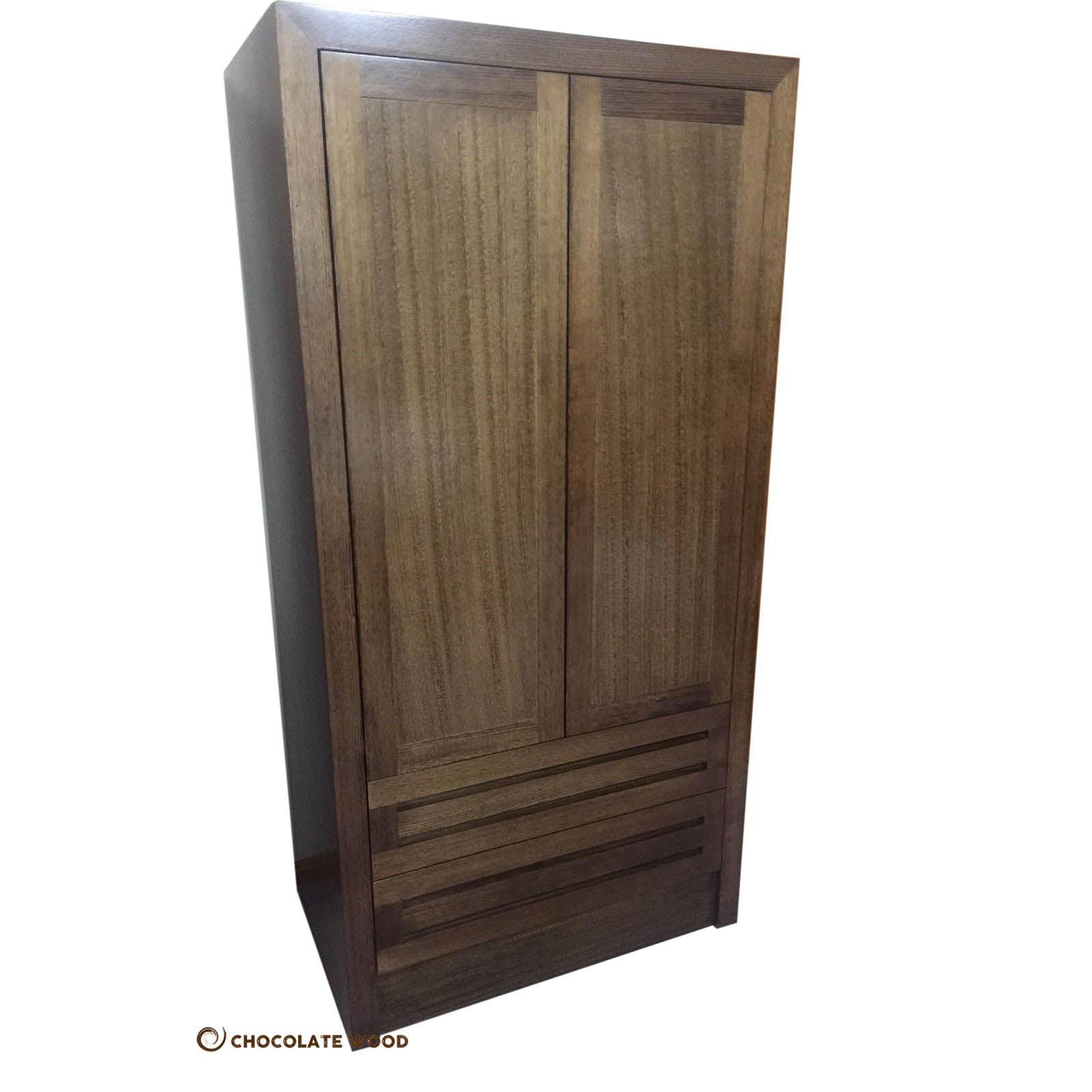 DANILO 2 DRAWERS WITH HANGING SPACE WARDROBE IN TASSIE OAK LIGHT BROWN AUSTRALIAN CUSTOM MADE - MyChocolateWood