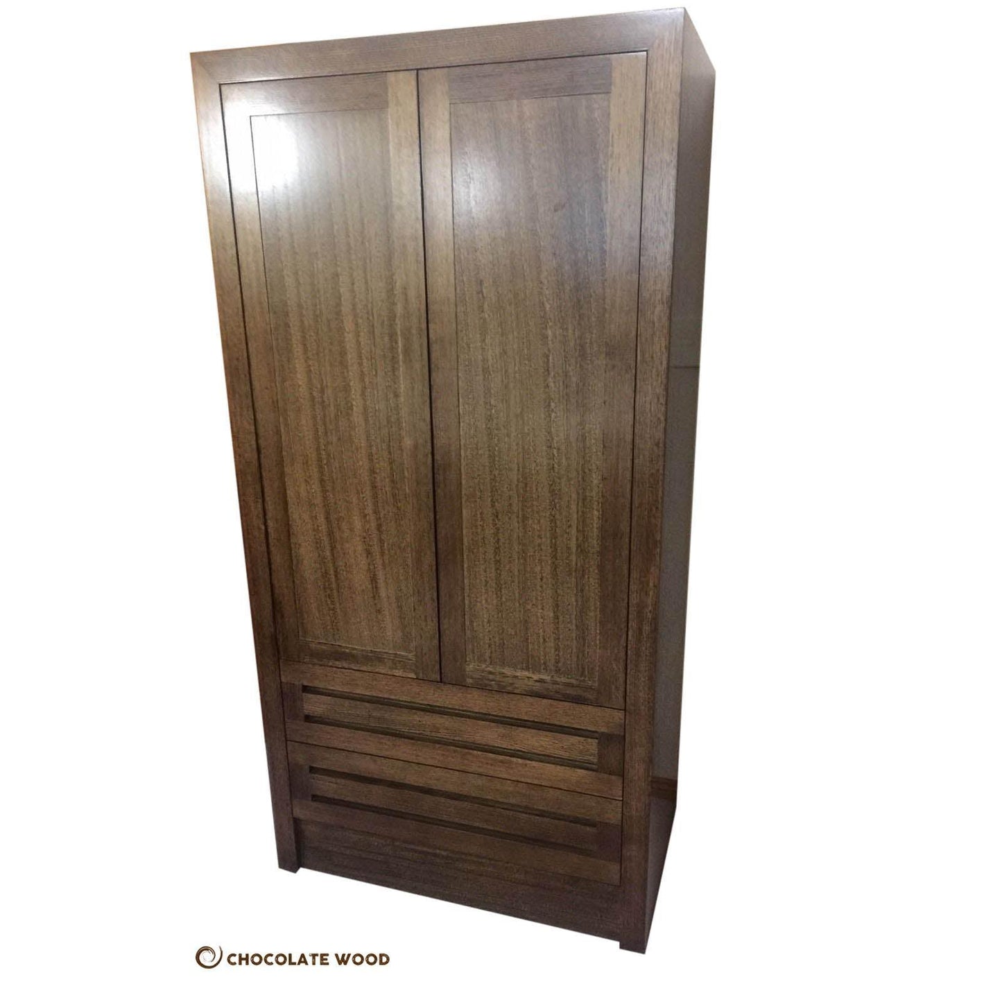 DANILO 2 DRAWERS WITH HANGING SPACE WARDROBE IN TASSIE OAK LIGHT BROWN AUSTRALIAN CUSTOM MADE - MyChocolateWood