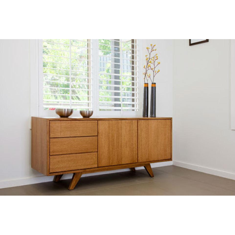 DARIA RETRO BUFFET / SIDEBOARD 3 DRAWERS & 2 DOORS- TASSIE OAK HARDWOOD TIMBER - LOCALLY MADE TO ORDER - MyChocolateWood