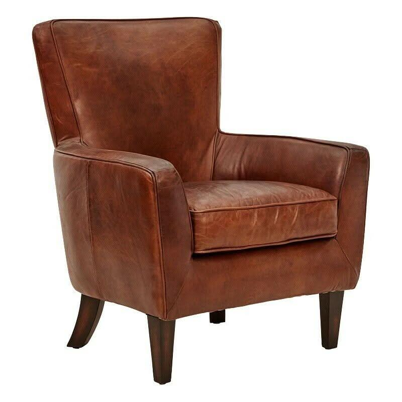 DARIAN PREMIUM GRADE AGED LEATHER ARMCHAIR/LOUNGE CHAIR IN CIGAR - MyChocolateWood