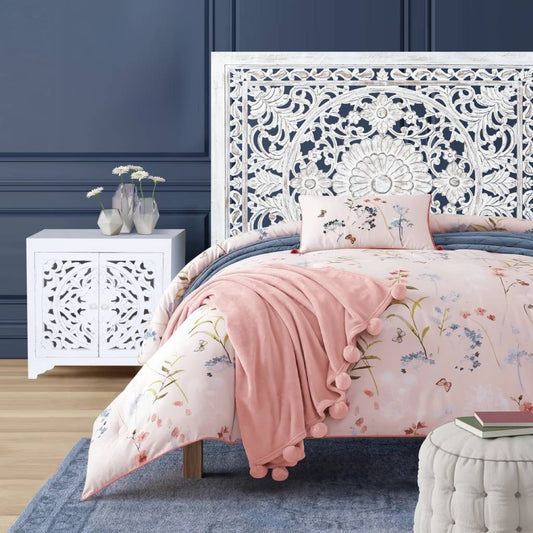 DAUPHIN MANGO WOOD KING HEADBOARD ANTIQUE WHITE - MyChocolateWood