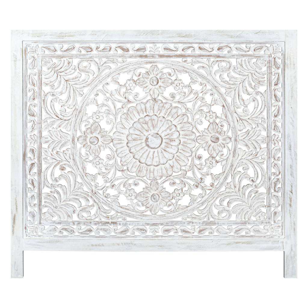 DAUPHIN MANGO WOOD QUEEN HEADBOARD ANTIQUE WHITE - MyChocolateWood