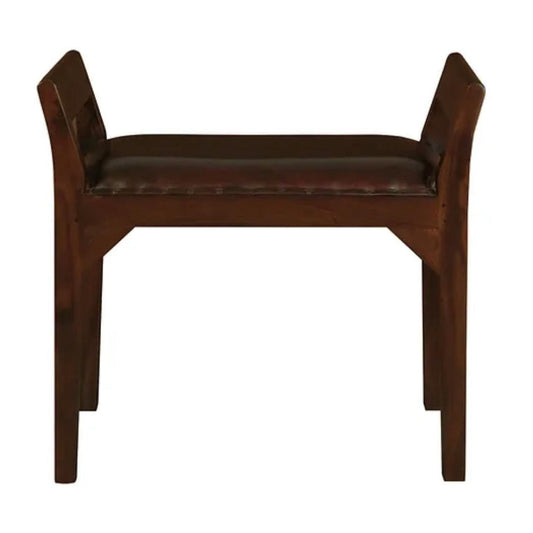 DELANY SOLID MAHOGANY TIMBER SINGLE BENCH WITH GENUINE LEATHER SEAT IN MAHOGANY - MyChocolateWood