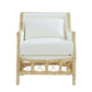 DELON ARMCHAIR CHAIR NATURAL RATTAN FRAME/ WHITE UPHOLSTERY