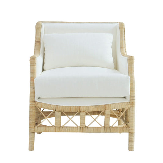 DELON ARMCHAIR CHAIR NATURAL RATTAN FRAME/ WHITE UPHOLSTERY