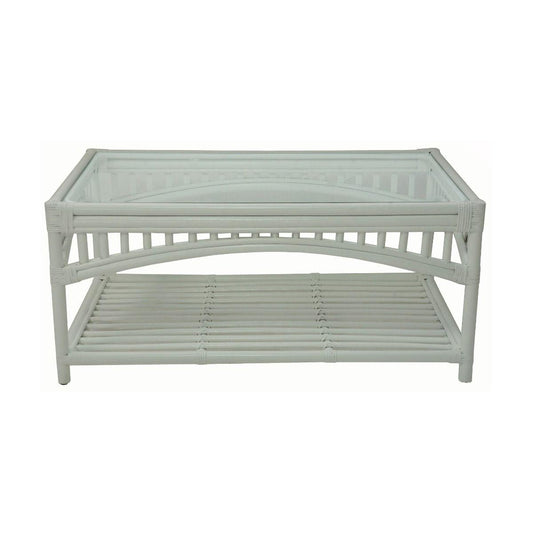 DENIZE RATTAN COFFEE TABLE IN WHITE - MyChocolateWood