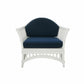 DENIZE WHITE RATTAN 2.5 SEATER SOFA SETTEE COUCH WHITE / NAVY CUSHION - MyChocolateWood