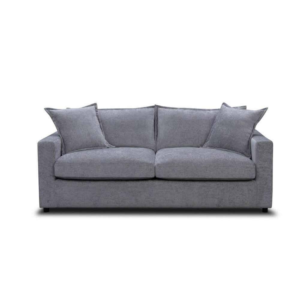 DEVINE 2 SEATER SOFA BED IN PEWTER COLOURED FABRIC - MyChocolateWood