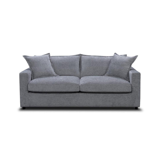 DEVINE 2 SEATER SOFA BED IN PEWTER COLOURED FABRIC - MyChocolateWood