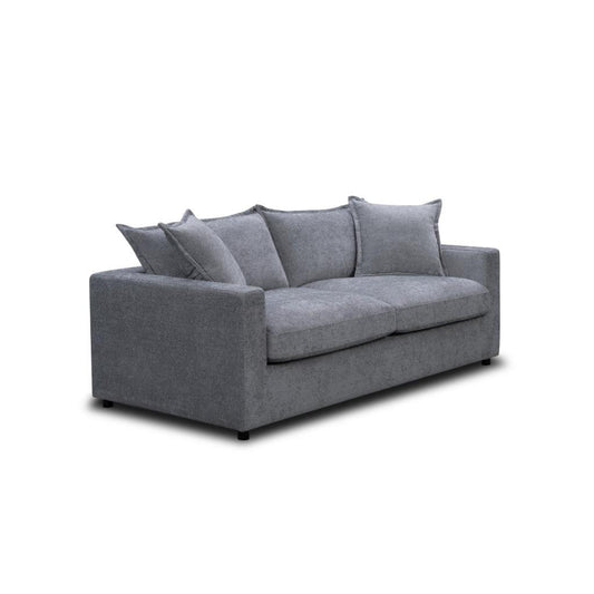 DEVINE 2 SEATER SOFA BED IN PEWTER COLOURED FABRIC - MyChocolateWood