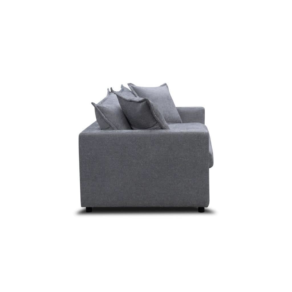 DEVINE 2 SEATER SOFA BED IN PEWTER COLOURED FABRIC - MyChocolateWood