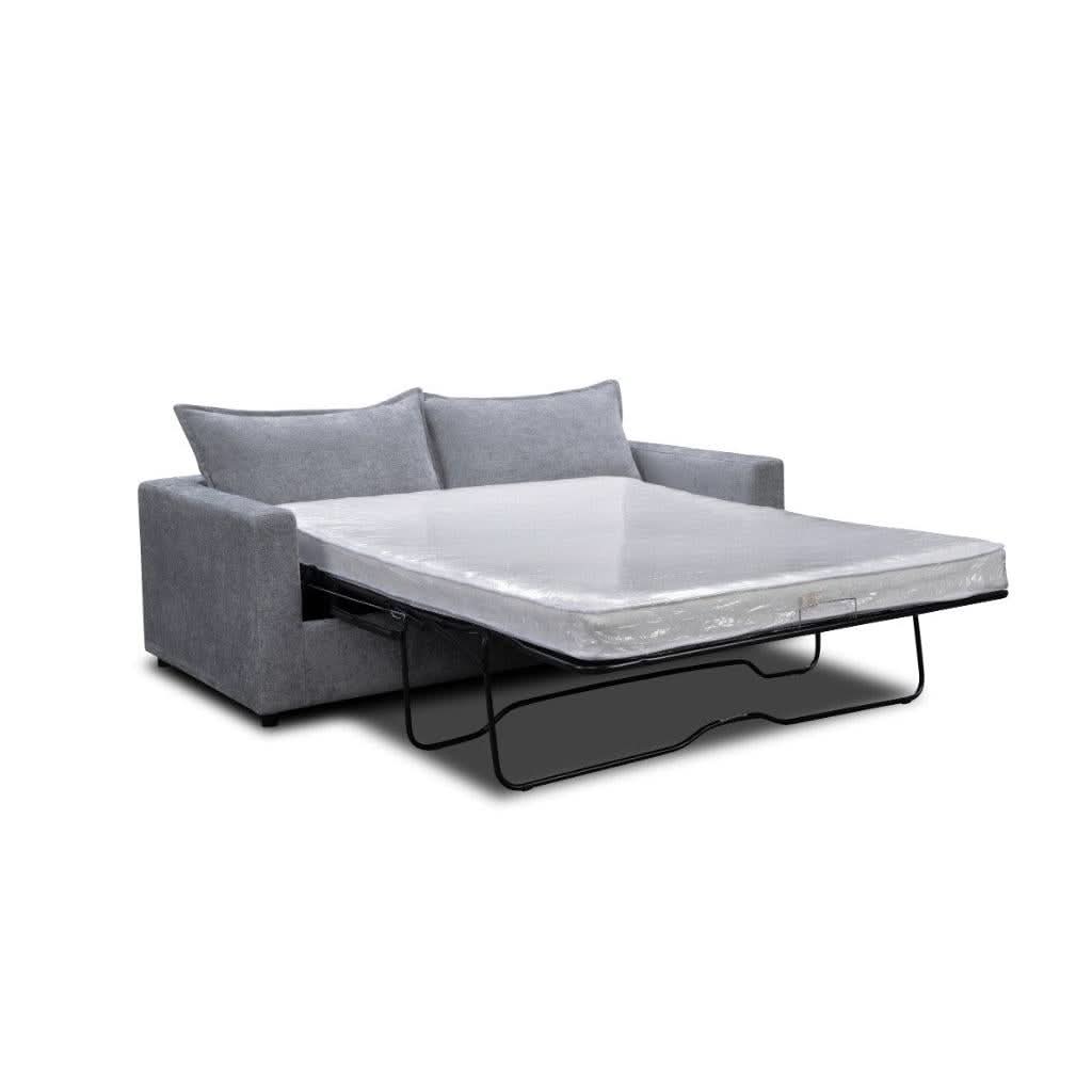 DEVINE 2 SEATER SOFA BED IN PEWTER COLOURED FABRIC - MyChocolateWood