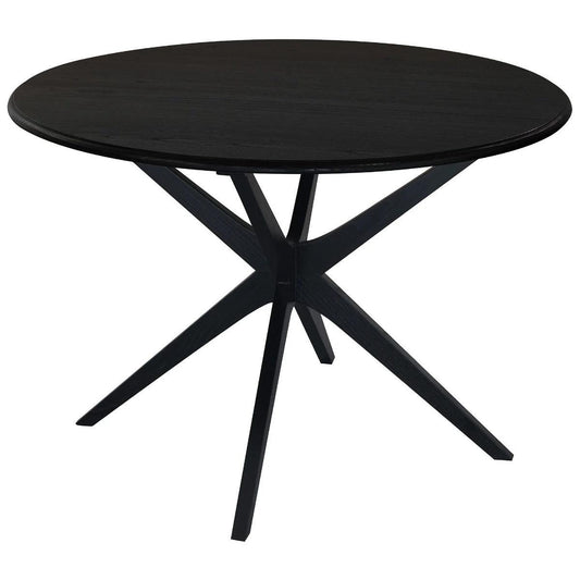 DION SOLID OAK ROUND DINING TABLE 110CM BLACK - MyChocolateWood