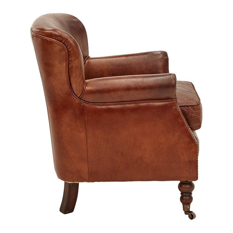 DIVINITY VINTAGE AGED LEATHER ARMCHAIR, CIGAR - MyChocolateWood
