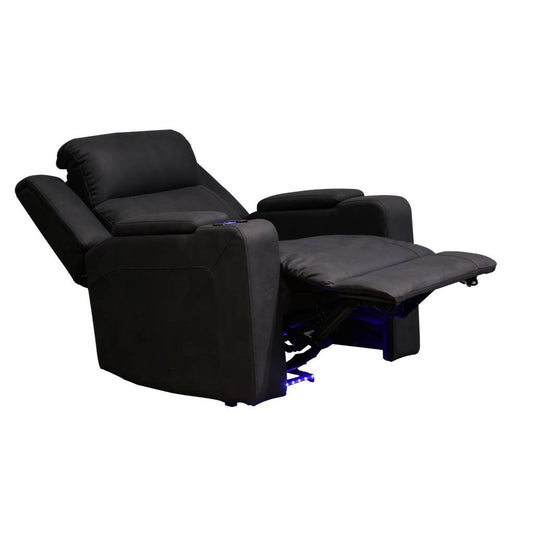 DORIA 1-SEATER (ARMCHAIR) RHINO SUEDE FABRIC ELECTRIC RECLINER IN BLACK - MyChocolateWood