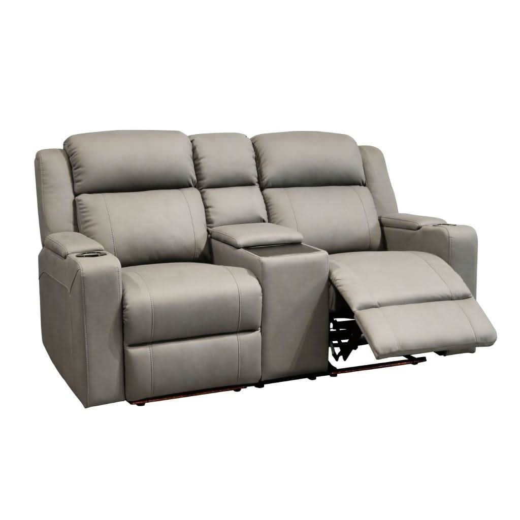 DORIA 2-SEATER RHINO SUEDE FABRIC ELECTRIC RECLINER IN GREY - MyChocolateWood