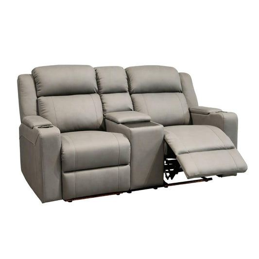 DORIA 2-SEATER RHINO SUEDE FABRIC ELECTRIC RECLINER IN GREY - MyChocolateWood