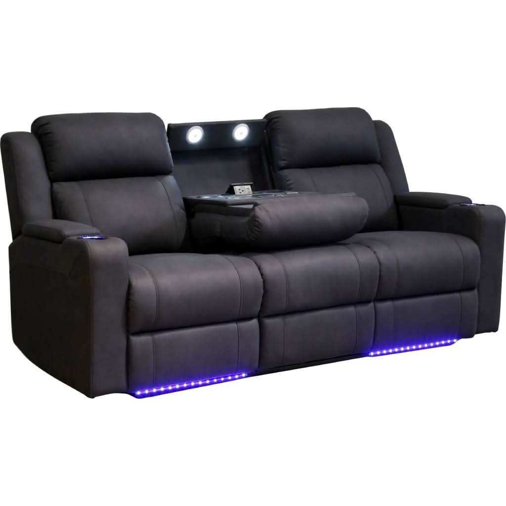 DORIA 3-SEATER RHINO SUEDE FABRIC ELECTRIC RECLINER BLACK - MyChocolateWood