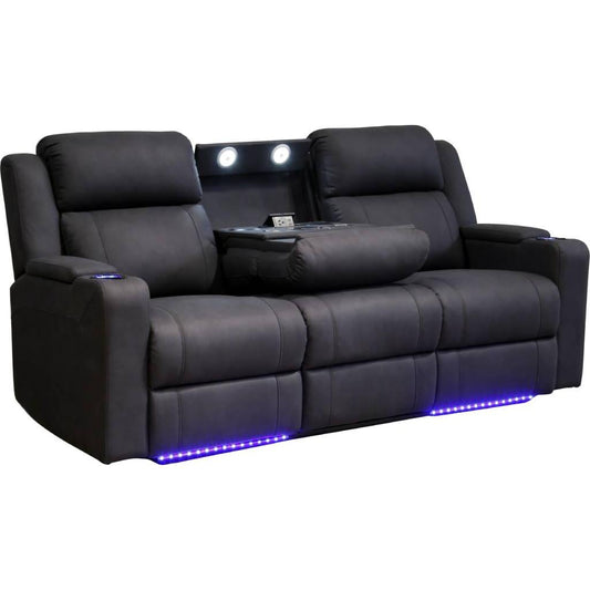 DORIA 3-SEATER RHINO SUEDE FABRIC ELECTRIC RECLINER BLACK - MyChocolateWood