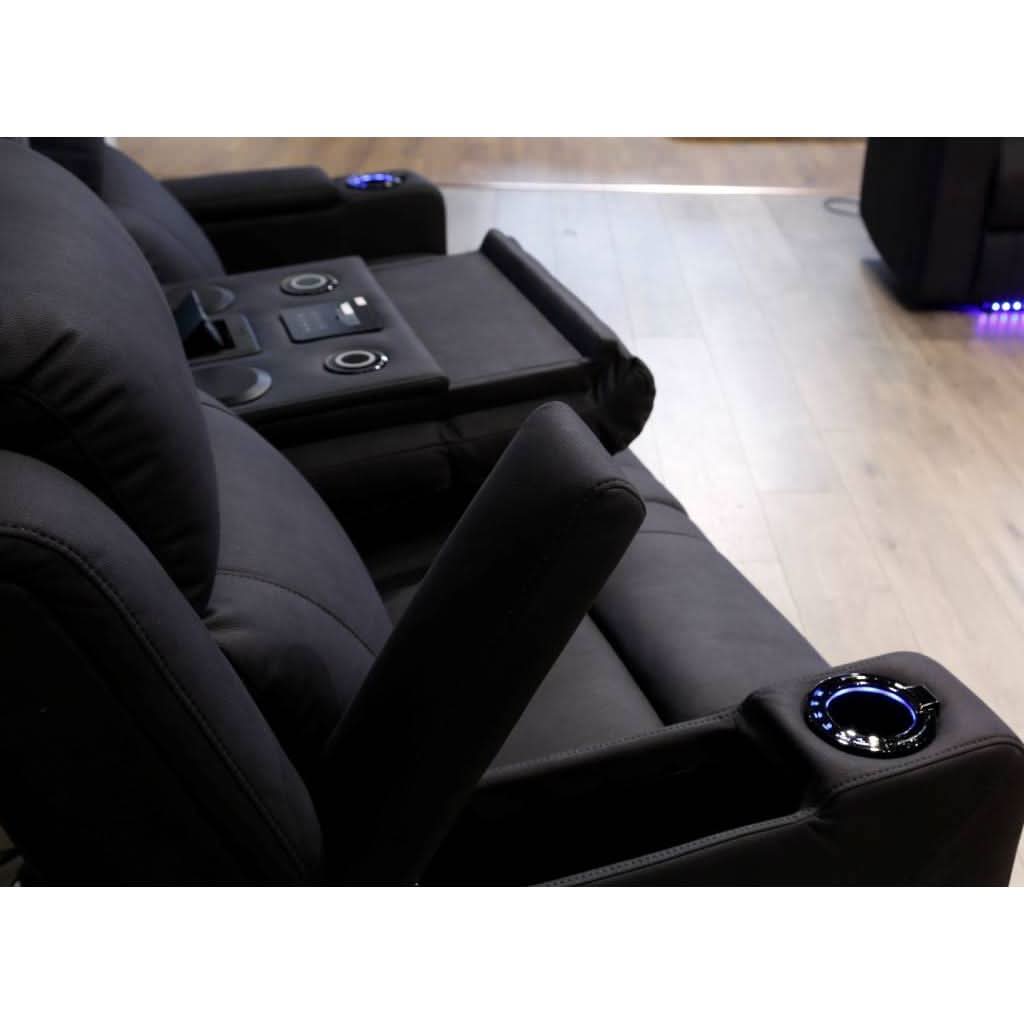 DORIA 3-SEATER RHINO SUEDE FABRIC ELECTRIC RECLINER BLACK - MyChocolateWood
