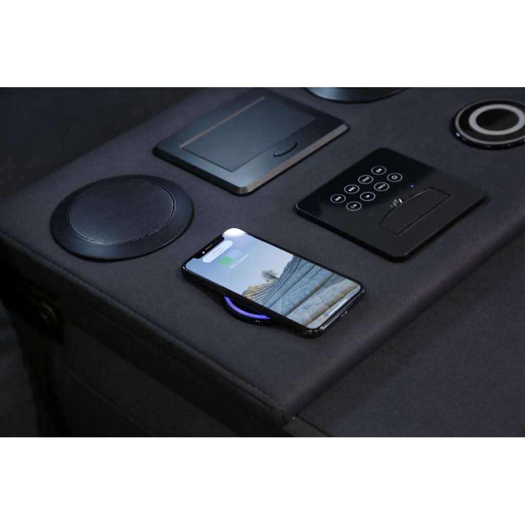 DORIA 3-SEATER RHINO SUEDE FABRIC ELECTRIC RECLINER BLACK - MyChocolateWood