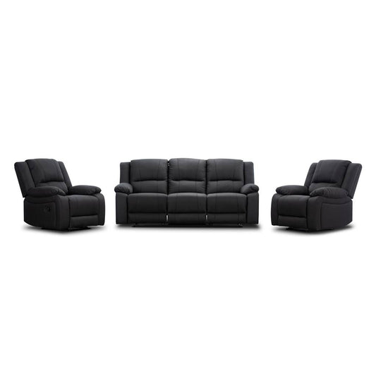 DORVAL 3-SEATER + 2 SINGLE RECLINERS SUITE ONYX - MyChocolateWood