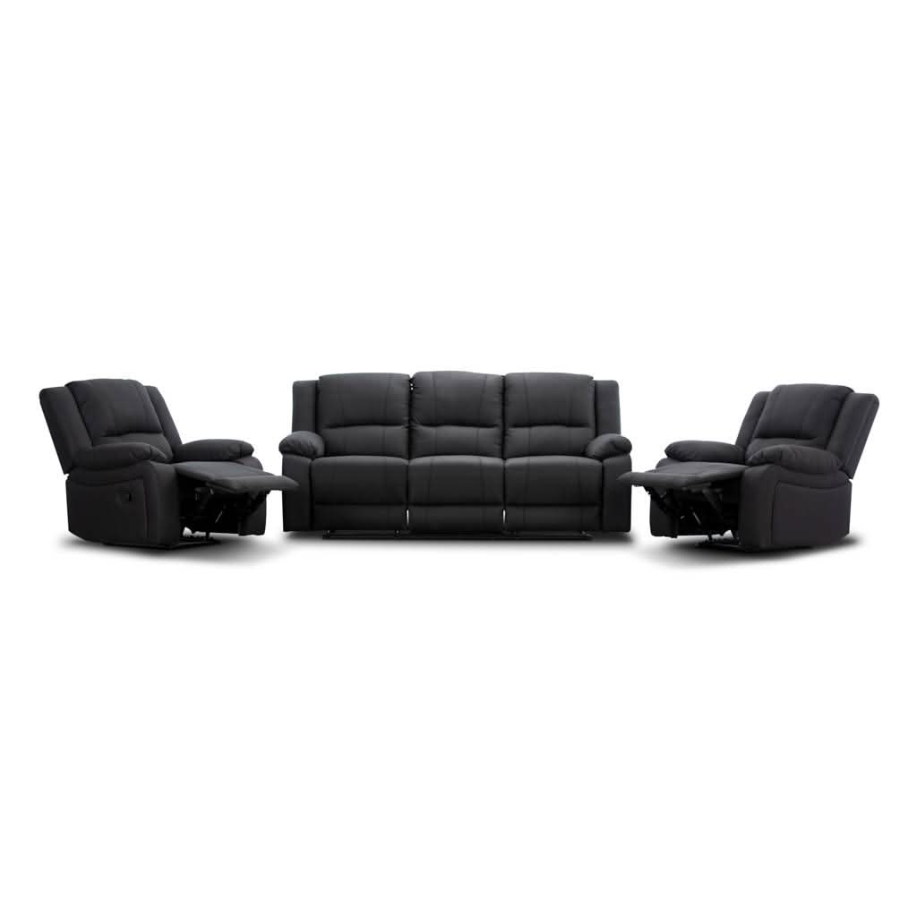 DORVAL 3-SEATER + 2 SINGLE RECLINERS SUITE ONYX - MyChocolateWood