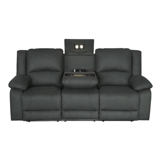 DORVAL 3-SEATER ELECTRIC RECLINER WITH CONSOLE SOFA ONYX - MyChocolateWood