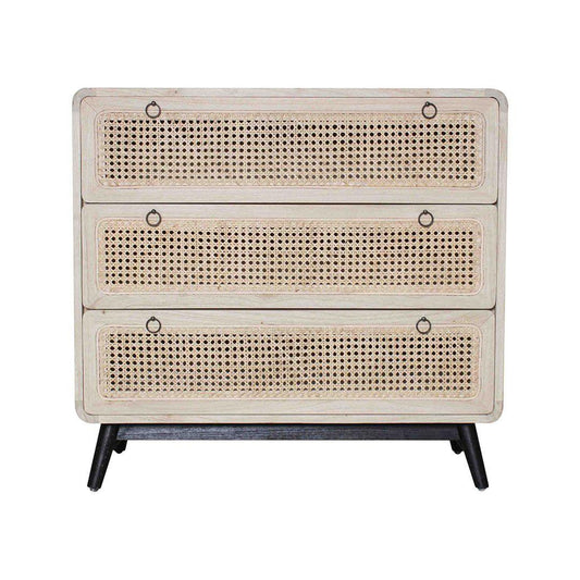 DRAPER MINDI WOOD 3 DRAWER TALLBOYCHEST OF 3 DRAWERS - RECLAIMED AGED FINISH - MyChocolateWood