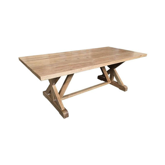DUKE SOLID OAK TRESTLE DINING TABLE IN NATURAL - MyChocolateWood
