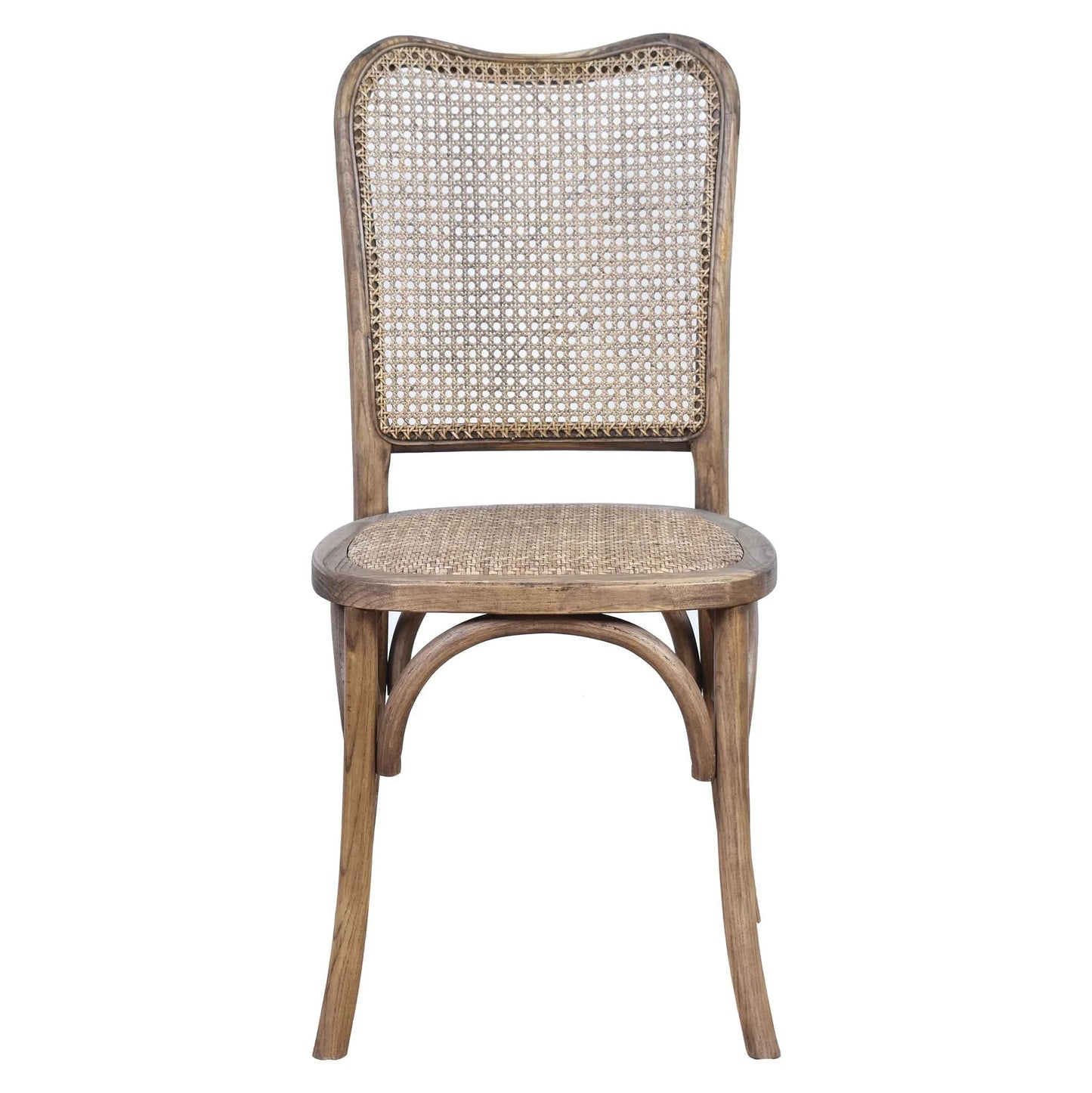 DUMAS SOLID OAK & RATTAN ARCHED BACK DINING CHAIR NATURAL - MyChocolateWood