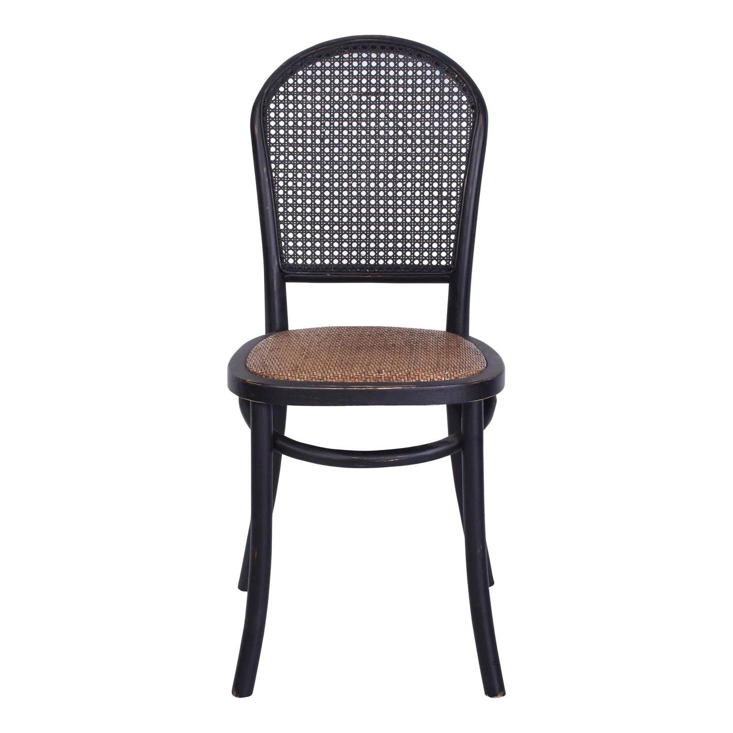 DUMAS SOLID OAK & RATTAN DINING CHAIR BLACK - MyChocolateWood
