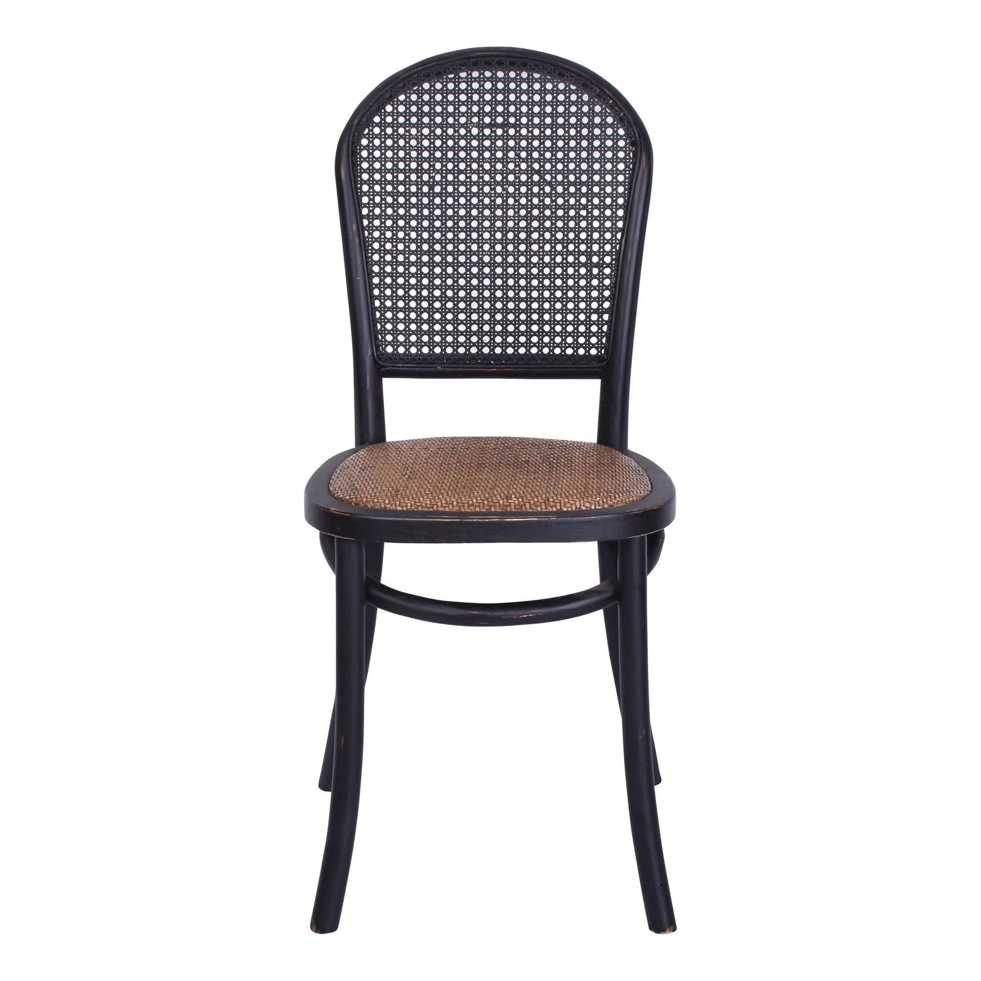 DUMAS SOLID OAK & RATTAN DINING CHAIR BLACK - MyChocolateWood