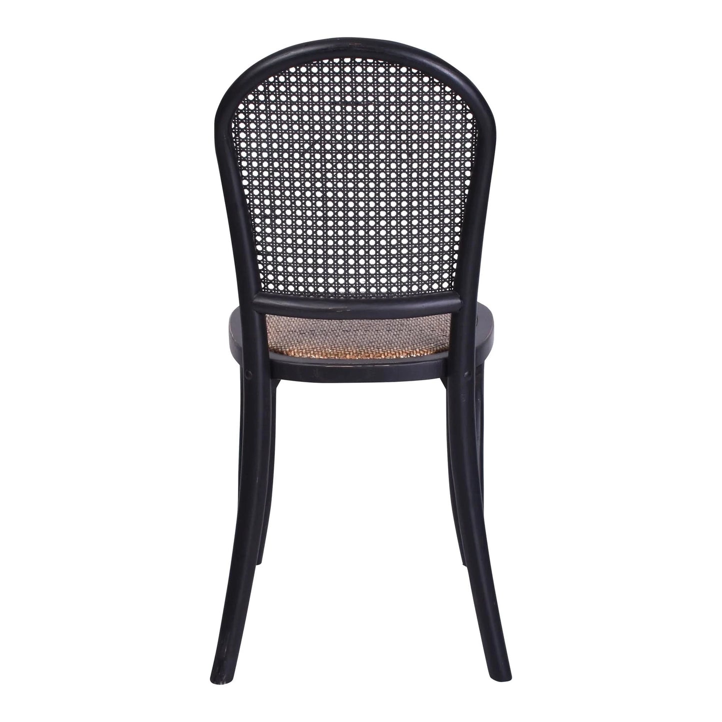 DUMAS SOLID OAK & RATTAN DINING CHAIR BLACK - MyChocolateWood
