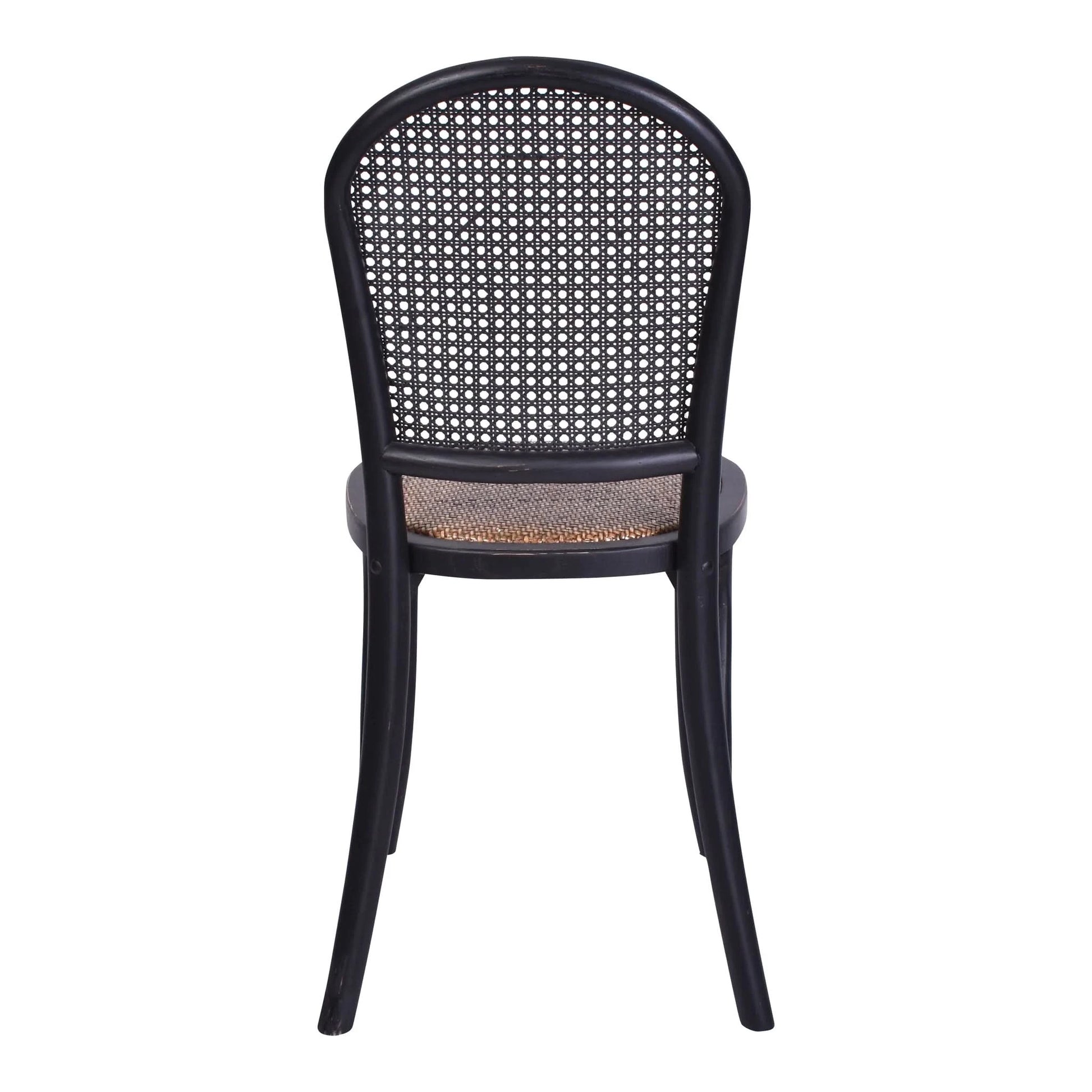 DUMAS SOLID OAK & RATTAN DINING CHAIR BLACK - MyChocolateWood