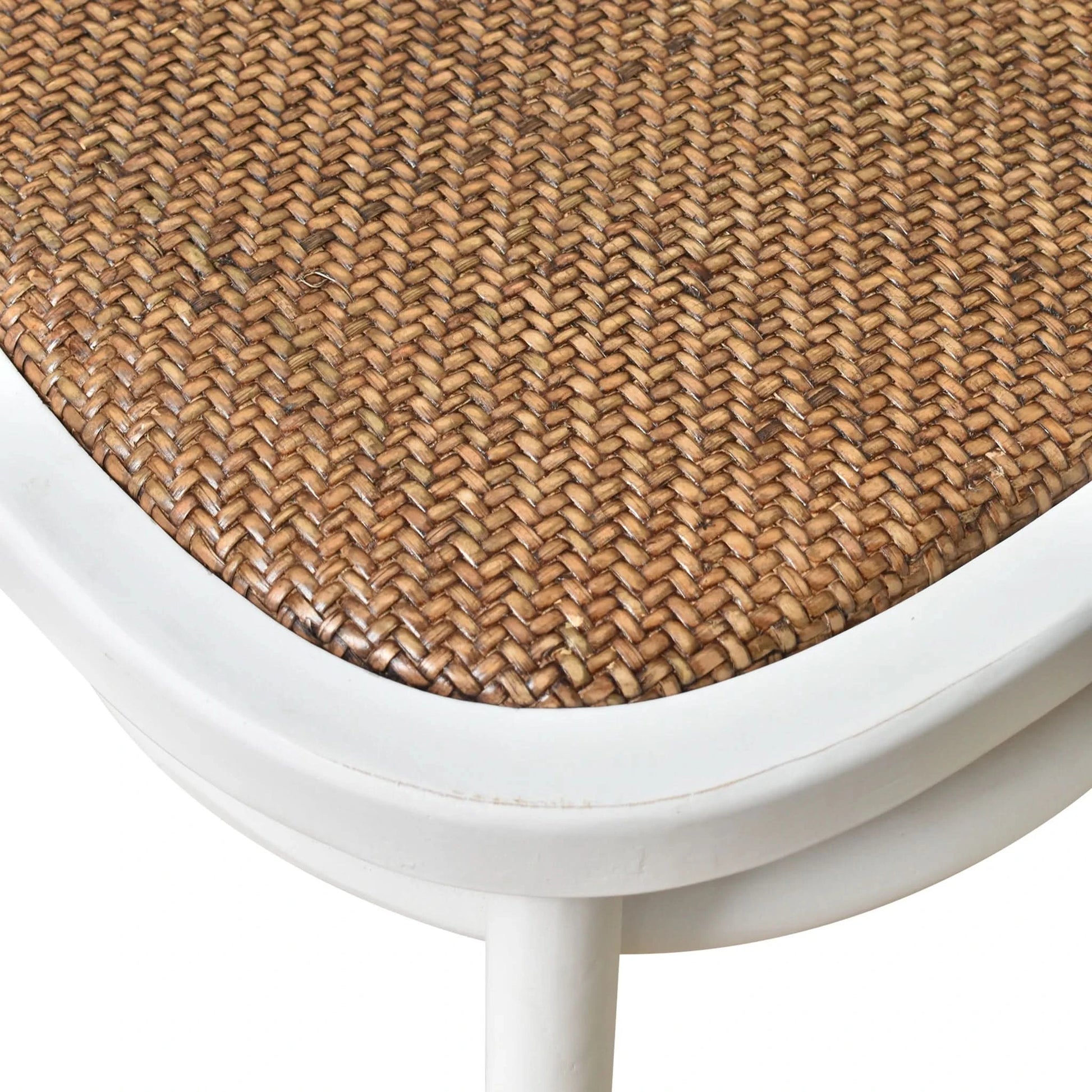 DUMAS SOLID OAK & RATTAN DINING CHAIR WHITE - MyChocolateWood