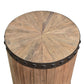 DUNLOE RECLAIMED ELM DRUM PARQUET SIDE TABLE LAMP TABLE NATURAL & IRON ACCENTS - MyChocolateWood